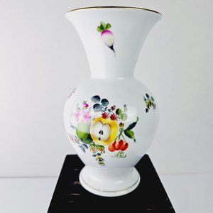 Herend Market Garden Vase with Gold Trim, 8", Hungary, Stamped, RARE